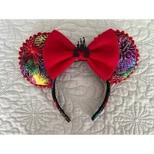 Disney Magic Kingdom Castle Fireworks Handmade Minnie Ears